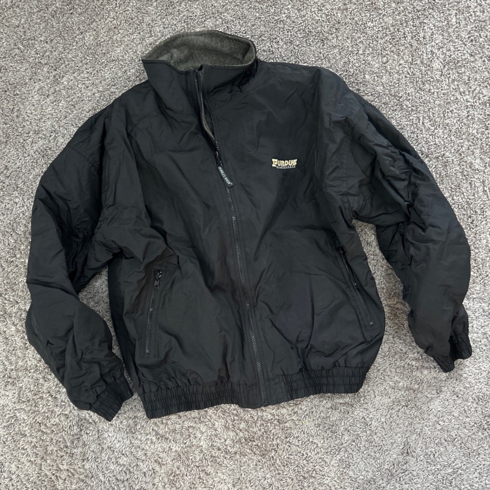 Charles‎ River Purdue Boilermakers Jacket Full Zip Lined Black Large vintage